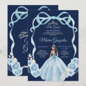 Marine en Blauwe Prinses Mis Quince 16e verjaardag Kaart (Voorkant / Achterkant)
