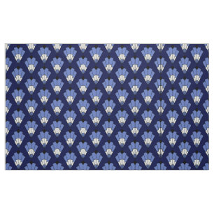 Marine en bleek blauw Art Deco Pattern Stof