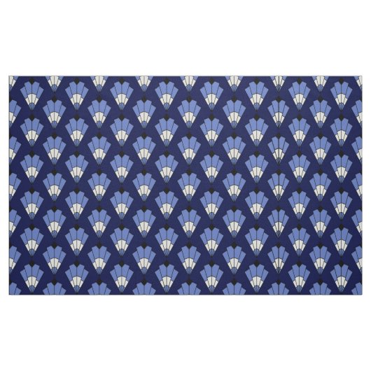 Marine en bleek blauw Art Deco Pattern Stof (Fat Quarter)