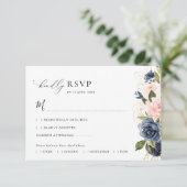 marine en blos bloemenbruiloft RSVP-kaart Bedankkaart (Staand voorkant)