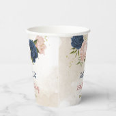 Marine en blos roze bloemen groen papieren bekers (Rechts)