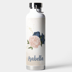 Marine en blos roze bloemen groen waterfles