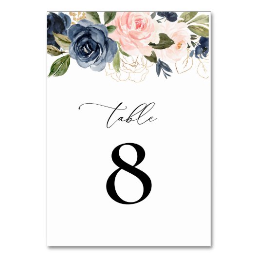 marine en blozen bloemenbruiloft kaart (Achterkant)