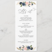 marine en blozen bloemenbruiloft menu (Voorkant)