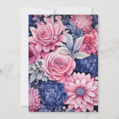 Marine en Blush Bloemen Bruiloft Kaart (Achterkant)
