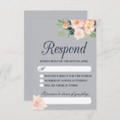 Marine en Blush Bloemen Bruiloft RSVP (Voorkant / Achterkant)