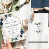 Marine en Blush Bloemen Geometrische bruiloft uitn Kaart