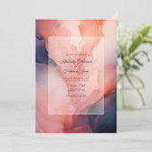 Marine en Blush Ink Bruiloft Kaart (Staand voorkant)