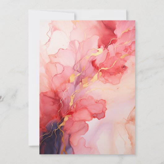 Marine en Blush Ink Bruiloft Kaart (Achterkant)