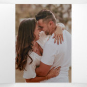 Marine en Blush Roze Bloemen Elegante Bruiloft Tri Drieluik Uitnodiging (Binnenkant midden)