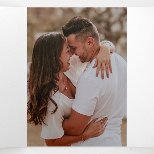 Marine en Blush Roze Bloemen Elegante Bruiloft Tri Drieluik Uitnodiging (Binnenkant midden)