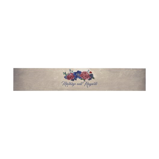 Marine en Bourgondië Floral Wood rustieke bruiloft Uitnodigingen Wikkel (Vlak)