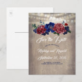 Marine en Bourgondië rustiek land Save the Date Aankondigingskaart (Voorkant / Achterkant)