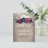 Marine en Bourgondië rustiek land Save the Date Aankondigingskaart (Staand voorkant)