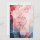 Marine en Bourgondische alcohol inkt bruiloft Kaart (Voorkant)