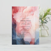 Marine en Bourgondische alcohol inkt bruiloft Kaart (Staand voorkant)