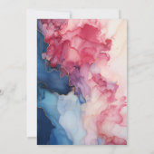 Marine en Bourgondische alcohol inkt bruiloft Kaart (Achterkant)