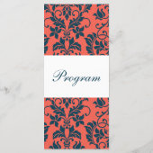 Marine en Coral Damask Wedding Programma's (Achterkant)