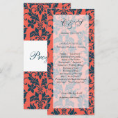 Marine en Coral Damask Wedding Programma's (Voorkant / Achterkant)