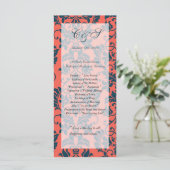 Marine en Coral Damask Wedding Programma's (Staand voorkant)