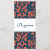 Marine en Coral Damask Wedding Programma's (Achterkant)