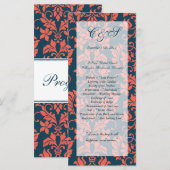 Marine en Coral Damask Wedding Programma's (Voorkant / Achterkant)