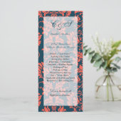 Marine en Coral Damask Wedding Programma's (Staand voorkant)