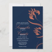 Marine en Coral Iris Bloemen Huwelijksuitnodiging Kaart (Voorkant)