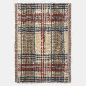 Marine en Crème Geweven Plakken Patroon Deken (Voorkant Verticaal)