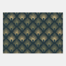 Marine en Gilt Art Deco Wrapping Papier