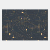 Marine en Gilt Art Deco Wrapping Papier Inpakpapier Vel (Voorkant 2)