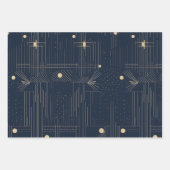 Marine en Gilt Art Deco Wrapping Papier Inpakpapier Vel (Voorkant)