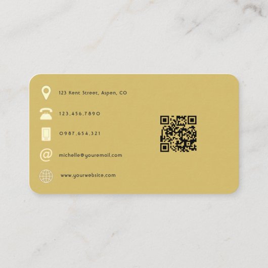 Marine en Gold Agaat Edelsteen QR Code Visitekaartje (Achterkant)