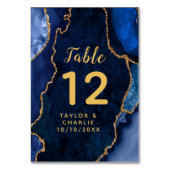 Marine en Gold Agaat Marmer Bruiloft Kaart (Achterkant)