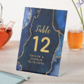 Marine en Gold Agaat Trouwtafel Nummer Reclamebord Met Voetstuk (Insitu)