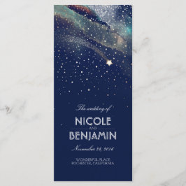 Marine en Gold Shooting Star Night Wedding Program Programmakaart