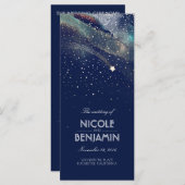 Marine en Gold Shooting Star Night Wedding Program Programmakaart (Voorkant / Achterkant)