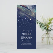 Marine en Gold Shooting Star Night Wedding Program Programmakaart (Staand voorkant)