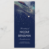 Marine en Gold Shooting Star Night Wedding Program Programmakaart (Voorkant)