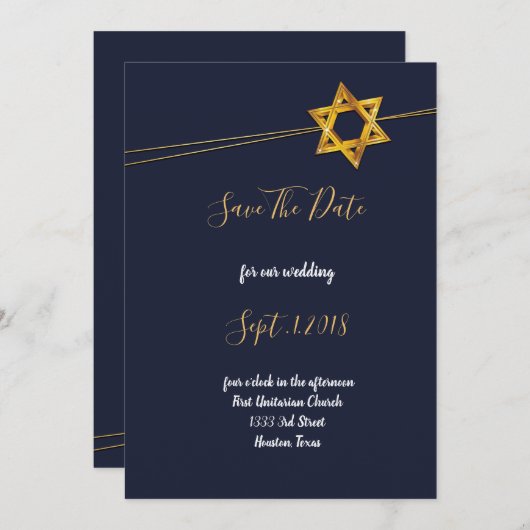 Marine en Golden Star of David redden de datum Kaart (Voorkant / Achterkant)