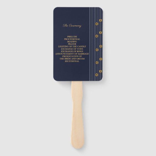 Marine en Golden Star of David Wedding Program Handwaaier (Achterkant)