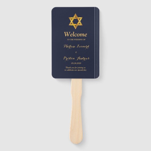 Marine en Golden Star of David Wedding Program Handwaaier (Voorkant)