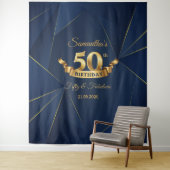 Marine en goud 50e verjaardag achtergrond tapijt wandkleed (In situ)