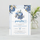 Marine en goud bloemen een beetje pompoen krans bo kaart (Staand voorkant)