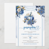 Marine en goud bloemen een beetje pompoen krans bo kaart (Voorkant / Achterkant)