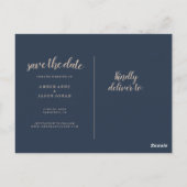 Marine en Goud botanische illustratie Save the Dat Briefkaart (Achterkant)