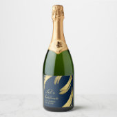 Marine en goud Chic Elegante Champagne Sparkling Wijnetiket (Voorkant)