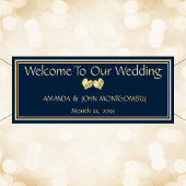 Marine en Goud Elegant Bruiloft Receptie Banner
