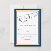 Marine en Goud Elegant Bruiloft RSVP Kaartje (Voorkant)