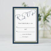 Marine en Goud Elegant Bruiloft RSVP Kaartje (Staand voorkant)